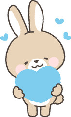 ハートを持つ茶色のうさぎ