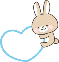 ハートに抱きつく茶色のうさぎ