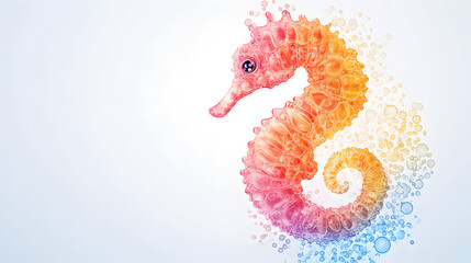 Fototapeta premium Seahorse composed of colorful bubbles