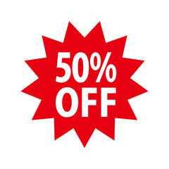50％OFFの値引きイラスト