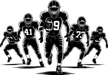 Vintage American Football Helmet Silhouette Set Vector