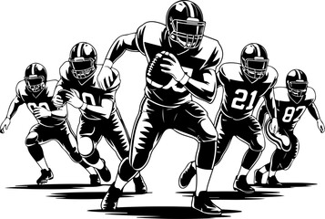 Vintage American Football Helmet Silhouette Set Vector