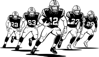 Vintage American Football Helmet Silhouette Set Vector