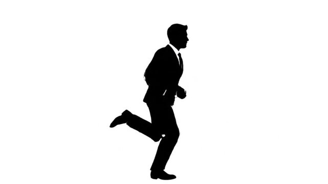 Black silhouette of a businessman running