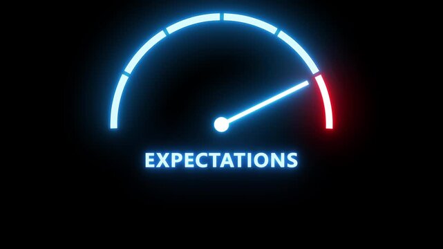 Expectations measuring device with arrow and scale.