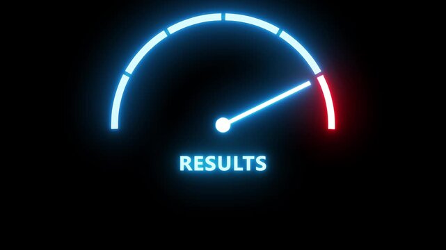 Speedometer, gauge meter icon. Scale, level of performance and progress. Speed dial indicator. Low and high dashboard with arrow. Infographic of education, score progress. Results inscription