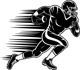 Powerful American Football Running Back Sprint Illustration