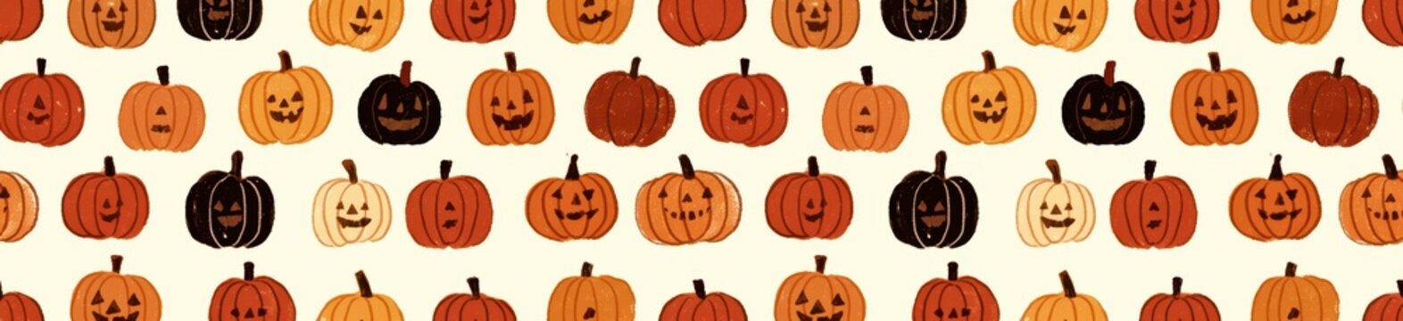 Charming Halloween Pumpkin Pattern with Playful Faces &ndash; A Seamless Autumn Design for Festive Decorations, Spooky Crafts, and Seasonal Backgrounds