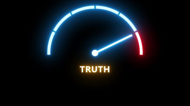 Abstract meter read level of truth result. Color scale with arrow. The measuring device. Colorful infographic gauge element.