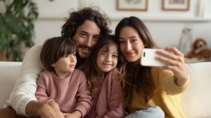 Fototapeta premium Family selfie on couch