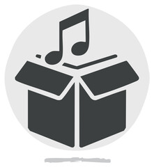 Open box with musical notes emerging symbol of music creation and discovery