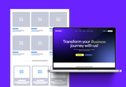 Modern SAAS Brand Website Landing Wireframe Design