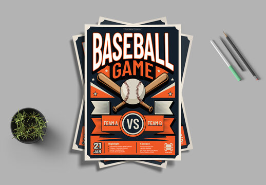 Retro Baseball Match Event Flyer Template