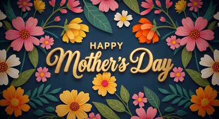 Happy mother's day wishes with colorful flowers and beautiful greeting