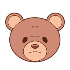 Fototapeta premium Cute Bear Face Icon Flat Cartoon Illustration