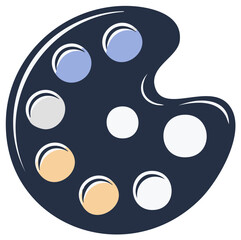 Artist paint palette with colorful circular pigment pools and a thumb hole