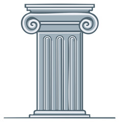 Classic Ionic Column architectural element with detailed fluting and volutes