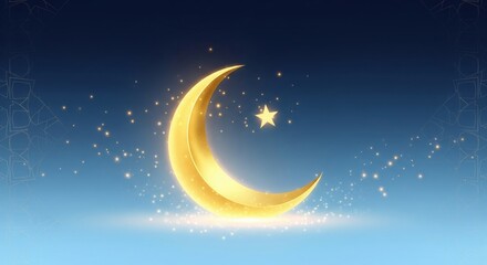 Naklejka premium Abstract Ramadan Background with Crescent Moon