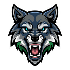 Obraz premium Fierce wolf head with open mouth and sharp teeth