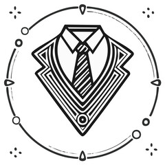 Elegant Business Suit Icon with Abstract Geometric Design and Circular Border