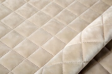 Naklejka premium folded beige velvet quilted fabric texture with diamond stitching 