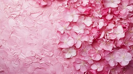 A textured pink surface adorned with blooming pink flowers showcasing gentle beauty
