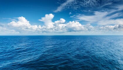 Obraz premium Atlantic Ocean Seascape With Blue Ocean And A Sky Filled With Clouds