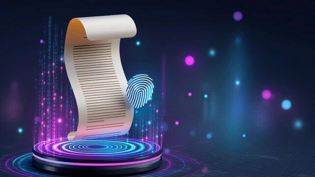 Advanced Glowing Digital Document Security Fingerprint Verification Future Technology