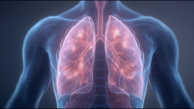Human Lungs Anatomy 3D Medical Illustration.