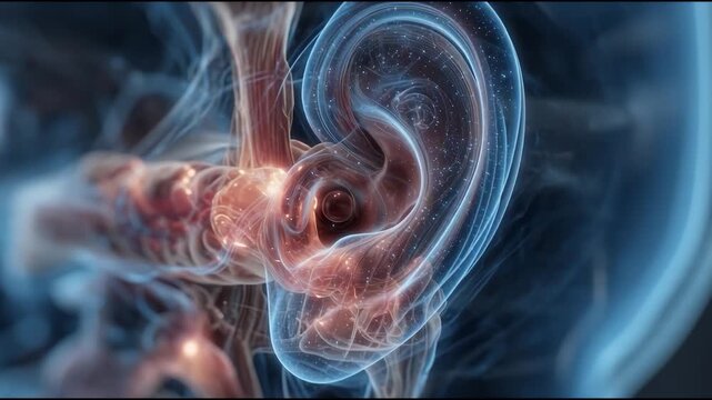 Human Ear Anatomy 3D Medical Illustration.