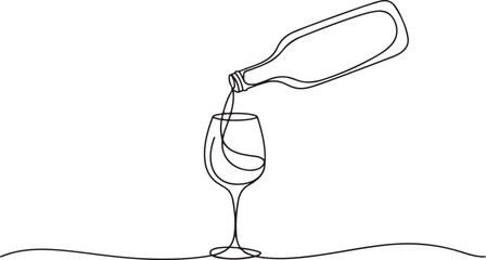 Single Line Art of Wine Tasting