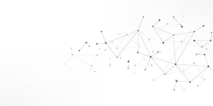 Abstract molecular structure of connected dots and lines on white background