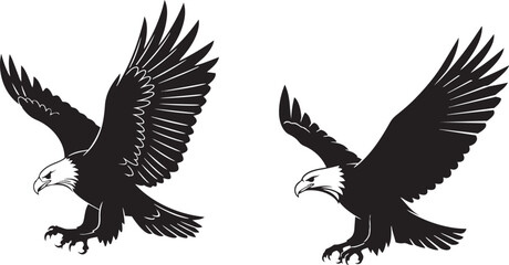 Obraz premium Two majestic eagles in flight a bold black and white graphic design