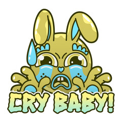 Cute Crying Bunny Cartoon Illustration | Funny Rabbit Reaction Meme Art | Adorable Emotional Animal Character Design