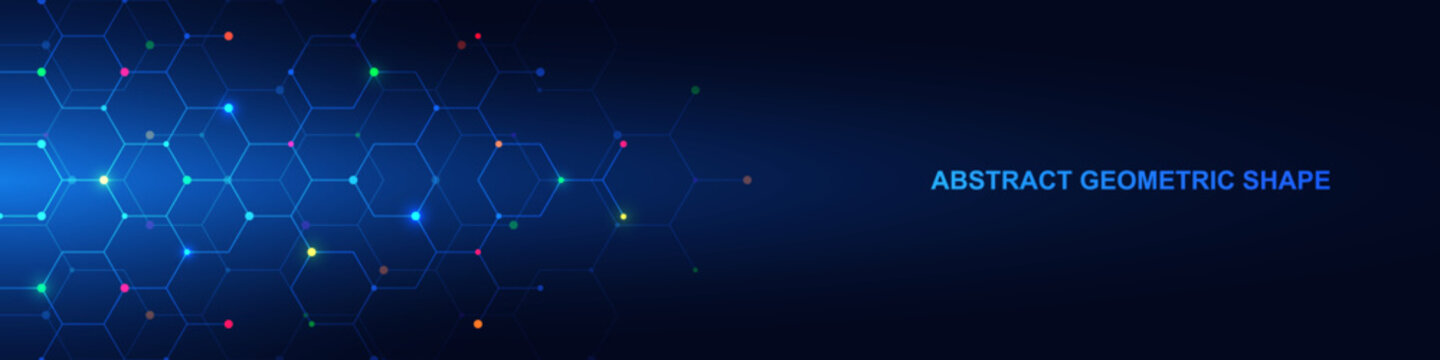 Abstract technology background and design element with hexagons pattern and geometric shapes