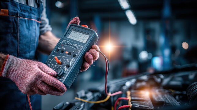 Mechanic using multimeter