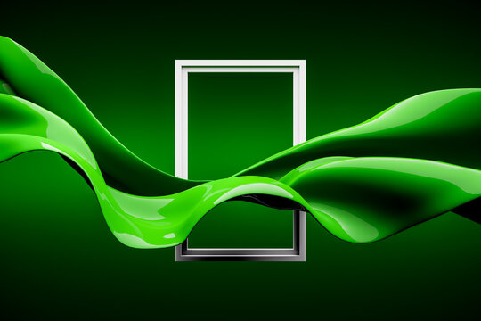 Abstract flowing silk waves inside a modern frame