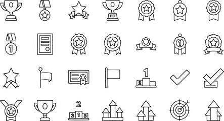 Fototapeta premium Business Achievement Milestones and Recognition Line Icon
