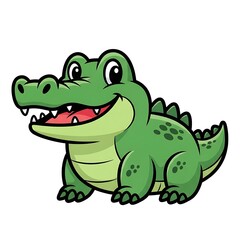 Obraz premium Cartoon Crocodile Illustration with Happy Expression.