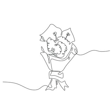 Continuous Line Drawing of a Flower Bouquet , Vector ilustration for business and product