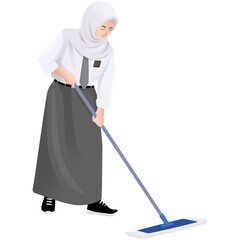 Student Cleaning Illustration