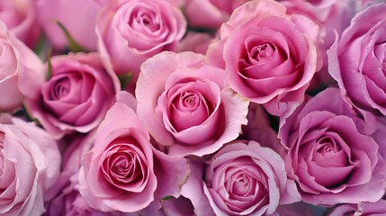 Fototapeta premium Blooming pink roses close up spring garden background