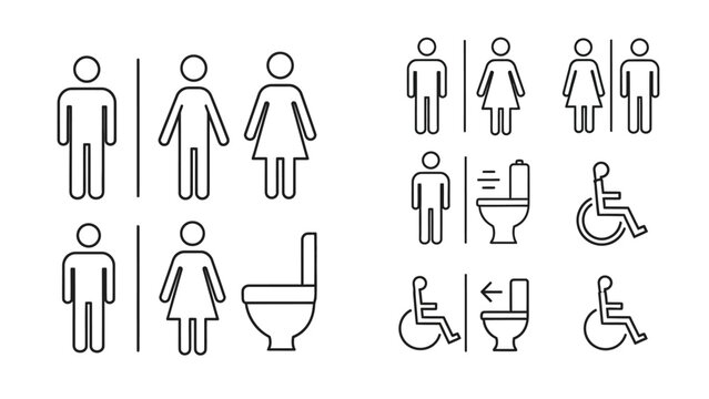 Restroom Sign Icons Collection.
