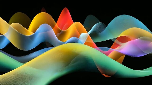 Musical chords visualized as layered translucent waves blending in harmony