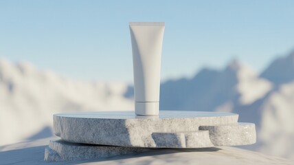 Minimalist tube of cream on a stone surface