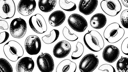 Wooden Engraving Jujube on White Background