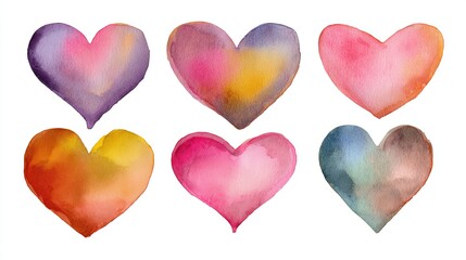 Obraz premium Watercolor hearts isolated for valentine greeting design