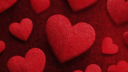 Obraz premium Romantic valentine’s day red hearts wide banner background