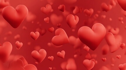 Festive red hearts panorama background for romantic greeting