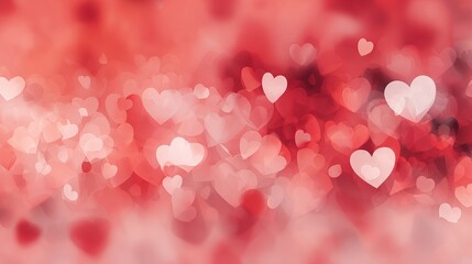 Fototapeta premium Romantic valentine’s day red hearts wide banner background